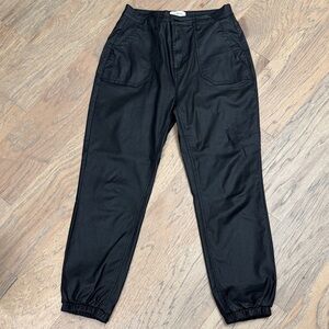 Black Leather Jogger Pants